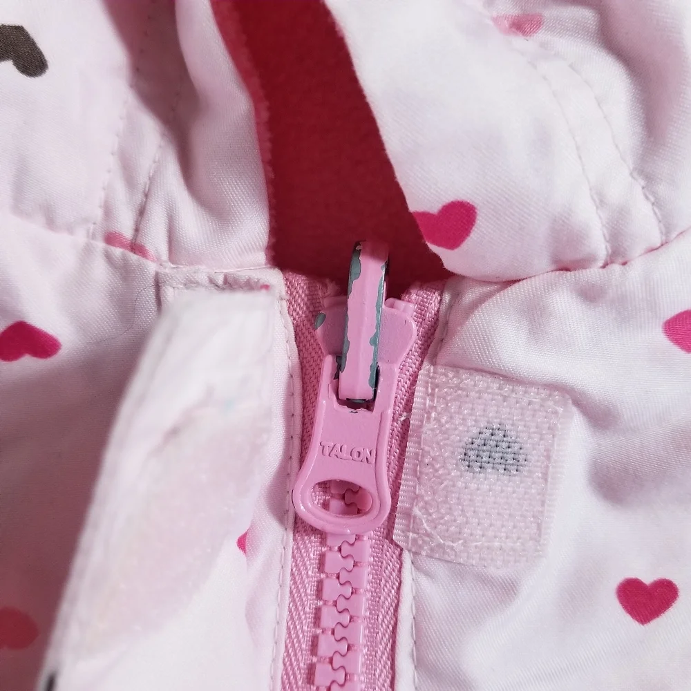CARTER'S REVERSIBLE PINK HEARTS PINK FLEECE HOODED COAT SIZE 18 MONTHS